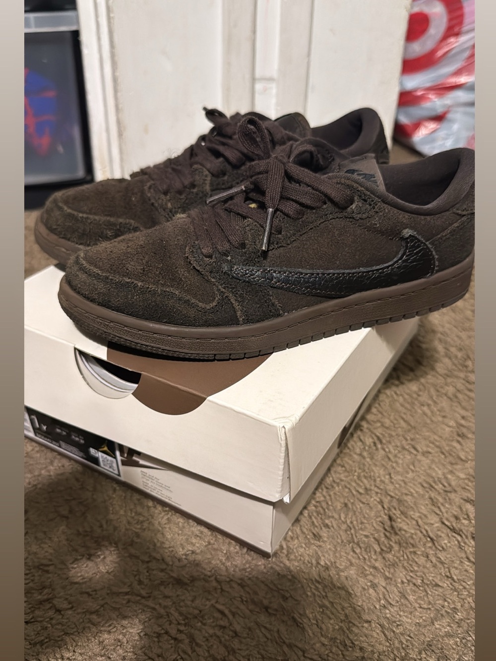 Nike Men’s Brown Suede Low-Top Sneakers with Black Swoosh